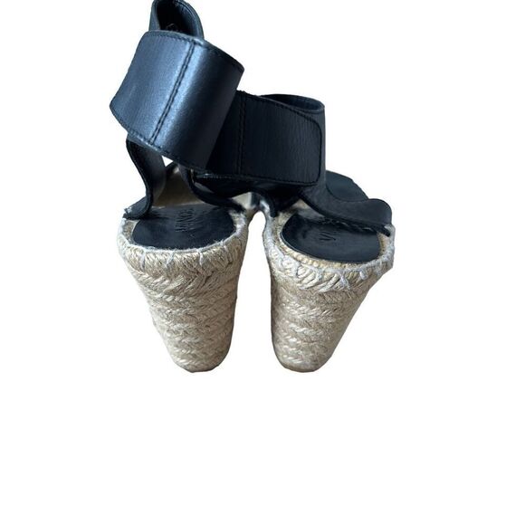 VINCE Espadrille Wedges Black Leather Sandals size 7 - Picture 7 of 11
